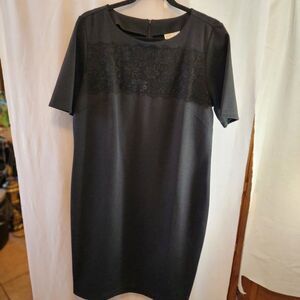 JOAN RIVERS LITTLE BLACK DRESS, BLACK LACE FRONT YOKE DETAIL SIZE 16, PONTE NWOT